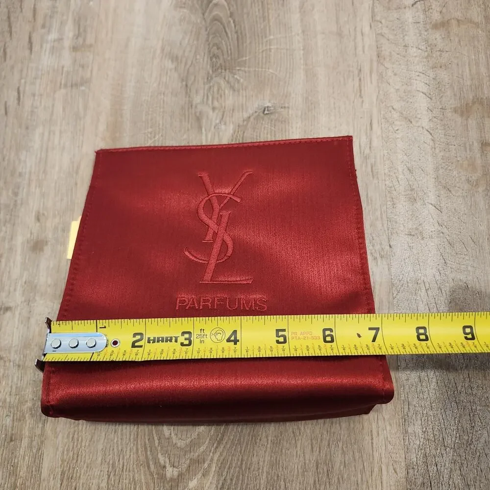 YSL Parfums Yves Saint Laurent Satin Cosmetic Bag Makeup Jewelry Travel Toiletry
